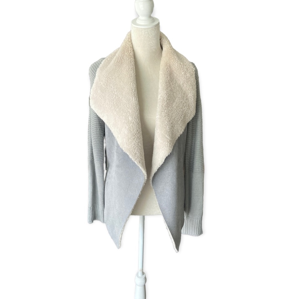 Cavalini Grey Cream Sherpa Cardigan Size S/M